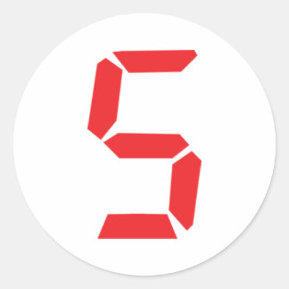 5 Nummer 5 des roten Weckers Runder Aufkleber