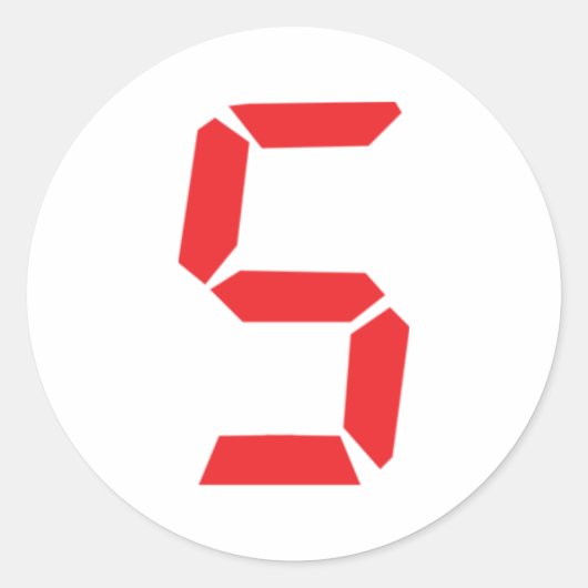 5 Nummer 5 des roten Weckers Runder Aufkleber (Vorderseite)