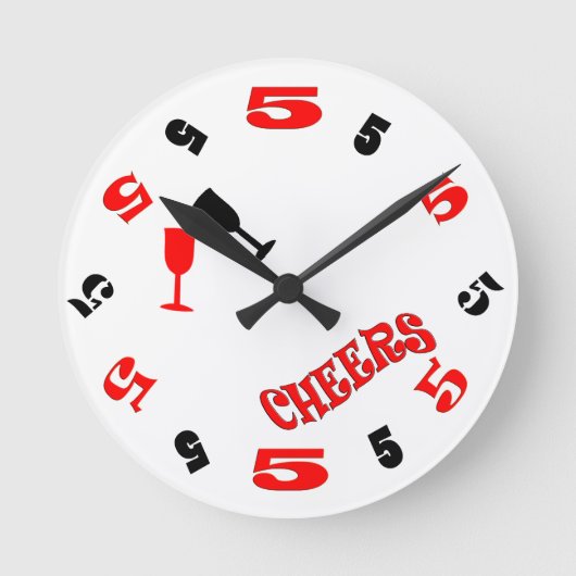 5 O'Clock Cheers Wall Clock (white) Runde Wanduhr (Vorderseite)