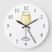 5 O'Clock Irgendwo Champagne Große Wanduhr (Vorderseite)