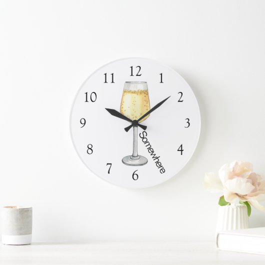 5 O'Clock Irgendwo Champagne Große Wanduhr (Zuhause)