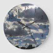5 O'Clock Irgendwo Wolken Große Wanduhr (Vorderseite)