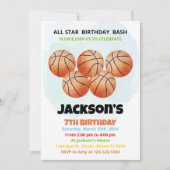 5 Orange Basketball Einladungen zum Geburtstag (Vorderseite)