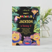 5. Orange Safari Geburtstag Einladungen (Stehend Vorderseite)