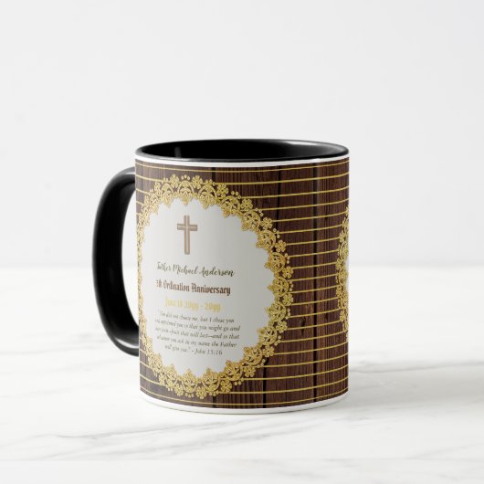 5. Ordination Jubiläum HOLZ - JEDE KLERGIE Tasse (Vorderseite Links)