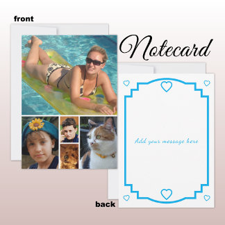 5 photo add message blue text flat note card dankeskarte