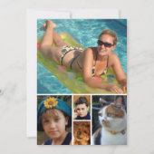 5 photo add message red text flat note card dankeskarte (Vorderseite)