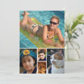 5 photo add message red text flat note card dankeskarte (Stehend Vorderseite)