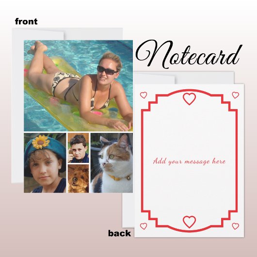 5 photo add message red text flat note card dankeskarte