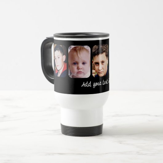 5 photo collage add text black reisebecher (Vorderseite Links)