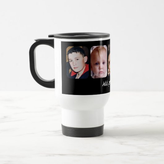 5 photo collage add text black reisebecher (Links)