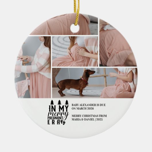 5 Photo In My Merry Pregnant Era Christmas Keramik Ornament (Vorne)