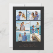 5-Photo Teal Blue Rose Gold Agate Dark Wedding Einladung (Rückseite)