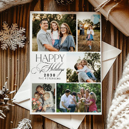 5 photos Christmas modern script Happy Holidays Feiertagskarte