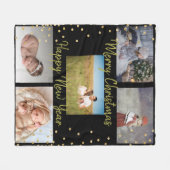 5 Pics Family Collage Gold Script Weihnachten Fleecedecke (Vorderseite (Horizontal))