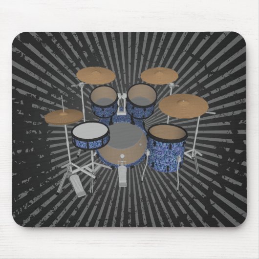 5 Piece Drum Kit - Custom Blue Drums - Mousepad (Vorne)