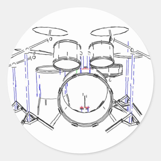 5-Piece-Drum-Kit: Zeichnend Marker: Runder Aufkleber (Vorderseite)