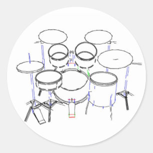 5-Piece-Drum-Kit: Zeichnend Marker: Runder Aufkleber