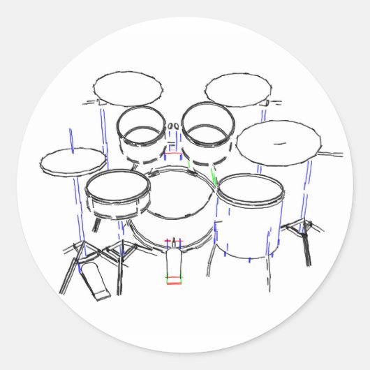 5-Piece-Drum-Kit: Zeichnend Marker: Runder Aufkleber (Vorderseite)