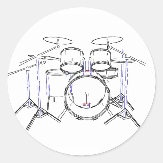 5-Piece-Drum-Kit: Zeichnend Marker: Runder Aufkleber (Vorderseite)