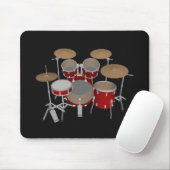 5 Piece Drum Set - Red Drums - Black Mousepad (Mit Mouse)