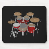 5 Piece Drum Set - Red Drums - Black Mousepad (Vorne)