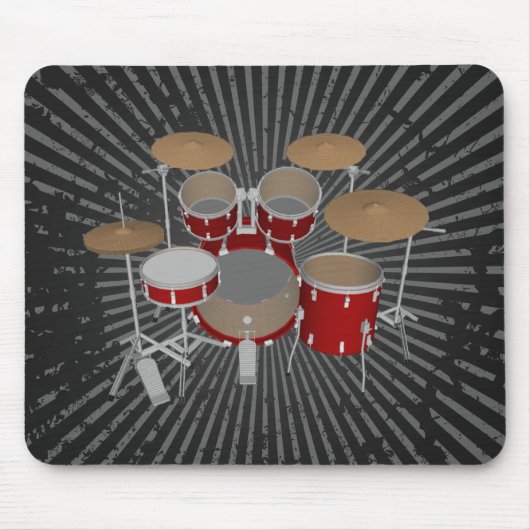 5 Piece Drum Set - Rote Trommeln - Mousepad (Vorne)