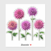 5 Pink - Purpur Dahlie (hell) Aufkleber (Blatt)