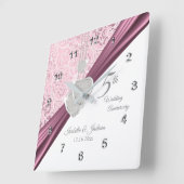 5. Pink Wedding Anniversary Keepake 2 Quadratische Wanduhr (Winkel)