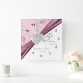 5. Pink Wedding Anniversary Keepake 2 Quadratische Wanduhr (Zuhause)