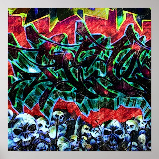 5 Point New York Skulls Graffiti Poster (Vorne)