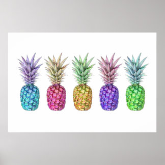5 Pop Art Ananas Print Poster