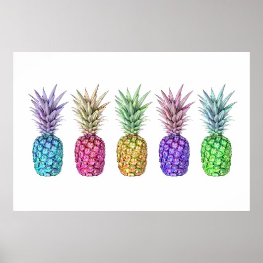 5 Pop Art Ananas Print Poster (Vorne)