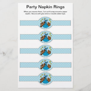 5 pro Blatt Baby Boy Dusche Papier Napkin Rings