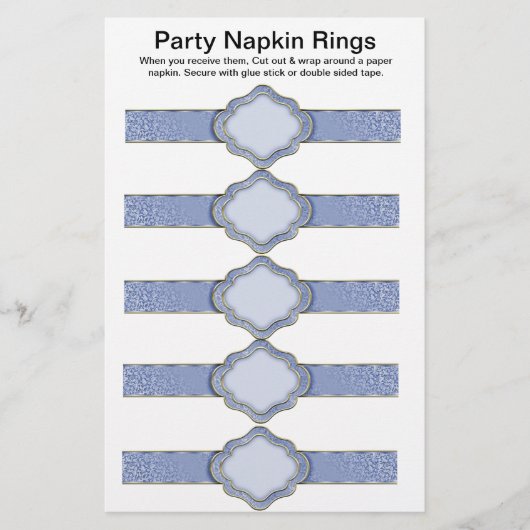 5 pro Blatt Blue Ribbon Paper Napkin Rings (Vorne)