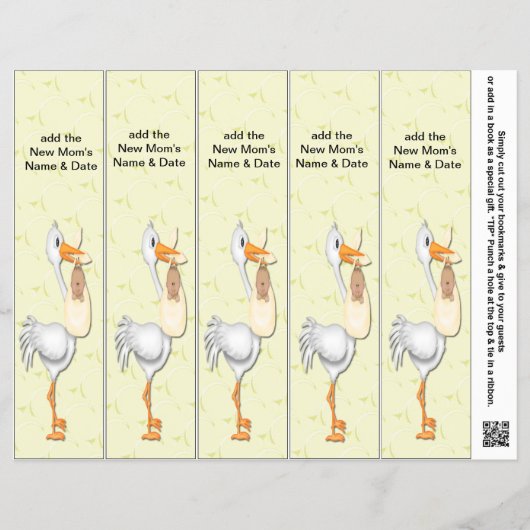 5 pro Blatt Lesezeichen Favoriten für Baby Showers (Vorne)