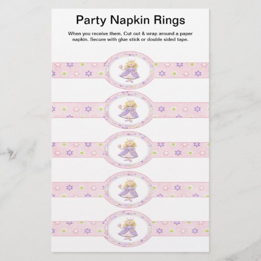 5 pro Blatt Princess Paper Napkin Rings (Vorne)