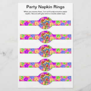 5 pro Blatt TROPICAL Birthday Paper Napkin Rings