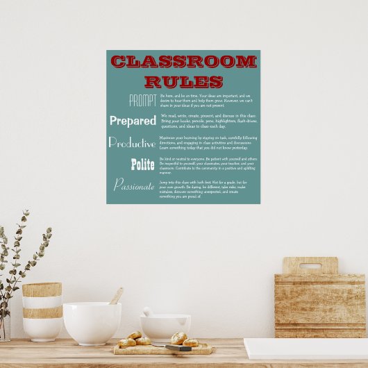 5 P's Classroom Rules Poster (Küche)