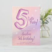 5. Rainbow Balloon Geburtstagsparty Einladung (Stehend Vorderseite)