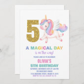 5. Rainbow Unicorn Geburtstag Einladungen (Vorne/Hinten)
