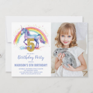 5. Rainbow Unicorn Geburtstag Einladungen Foto