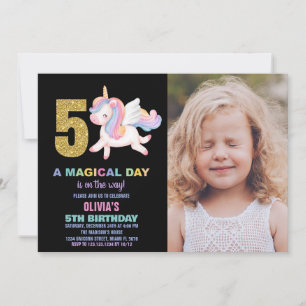 5. Rainbow Unicorn Geburtstag Einladungen Foto