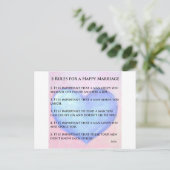 5 Regeln einer glücklichen Ehe Postkarte (Stehend Vorderseite)