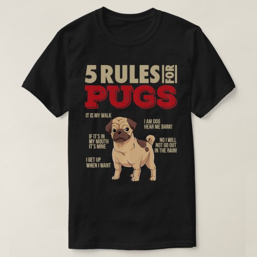 5 Regeln für Möpsen I Funny Mops Hundebesitzer Red T-Shirt (Design vorne)