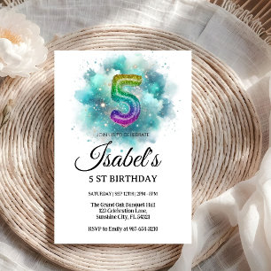 5. Regenbogen-Farbspritzer, Helle Malgeburtstagsfe Einladung