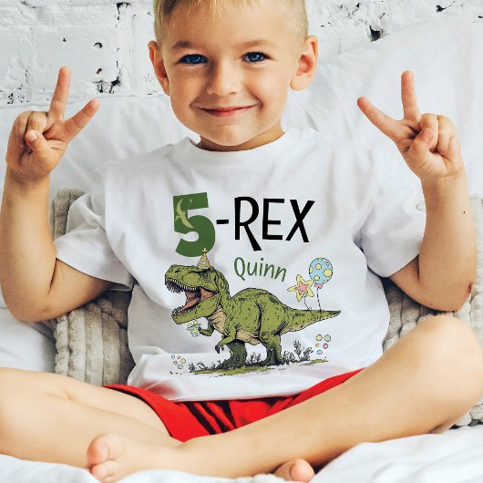 5. Rex Niedlich Dinosaurier Thema 5th Birthday Par Kleinkind T-shirt