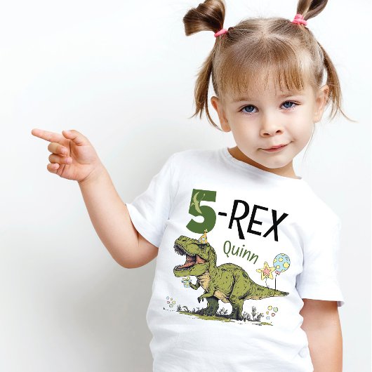 5. Rex Niedlich Dinosaurier Thema 5th Birthday Par Kleinkind T-shirt