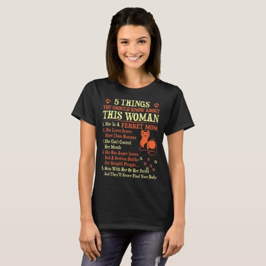 5 Sachen, die Sie über Frettchen-Mama kennen T-Shirt (Vorne ganz)