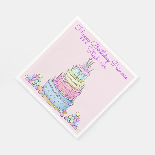 5-schichtige, moderne Girly Birthday Cake mit Kerz Serviette (Ecke)